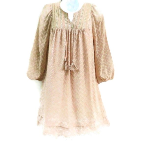 One September Dress Anwen Peasant Nude Beige Smock - Picture 3 of 12